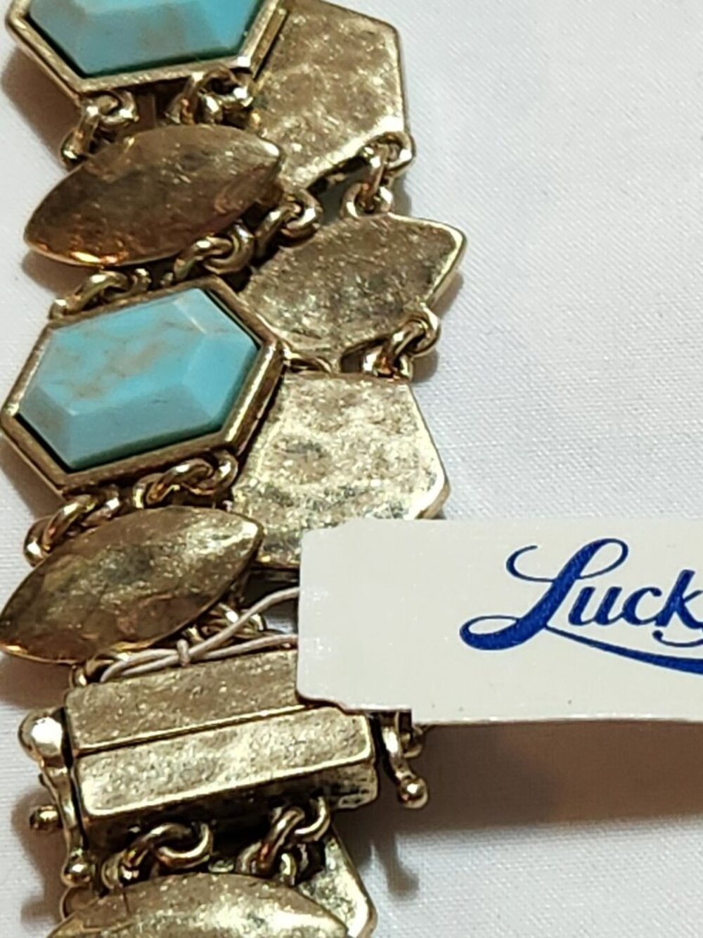 Lucky Brand bracelet faux turquoise gold tone NWT